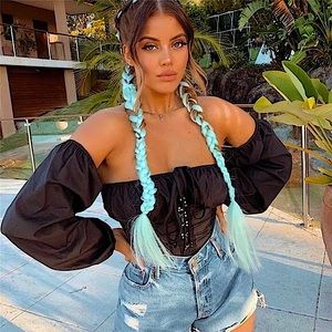 Black off the shoulder long sleeve top